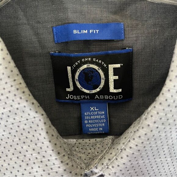 Joseph Abbound Button Down Shirt Men’s Gray Black Polka Dot Slim Fit Long Sleeve - Picture 7 of 8